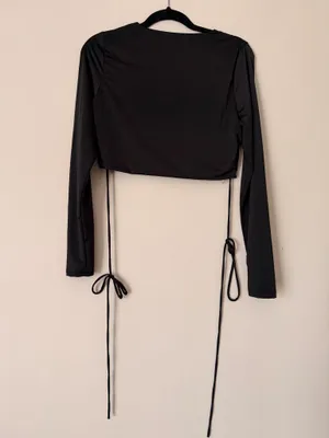 Cotton On Long Sleeve Crop Top Black thumbnail 4