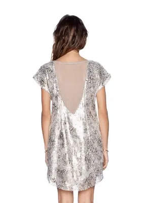 NEW Free People Sz Small Midnight Dreamer Shattered Glass Sequin Tunic MiniDress thumbnail 2