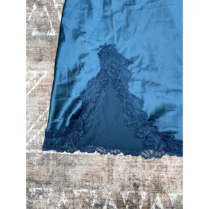 Teal Blue Satin Lace Slip Dress Chemise M Y2K Lingerie Aesthetic Feminine Coquet thumbnail 12