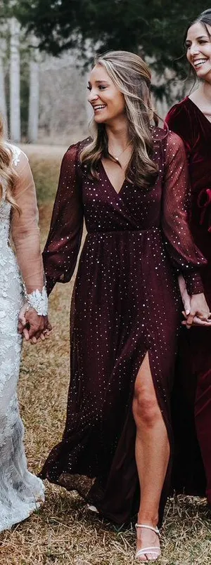 Burgundy Sequin Gown thumbnail 1