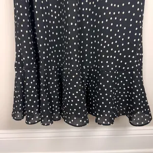 1990s VTG Dani Max Black & White‎ Polka Dot Rockabilly Maxi Dress w Ruffle Sz 14 thumbnail 10