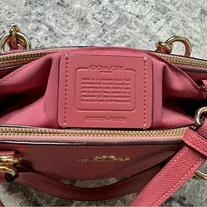 Coach Mini Brooke Carryall Satchel Pink Glitter Crossgrain Leather Gold thumbnail 6