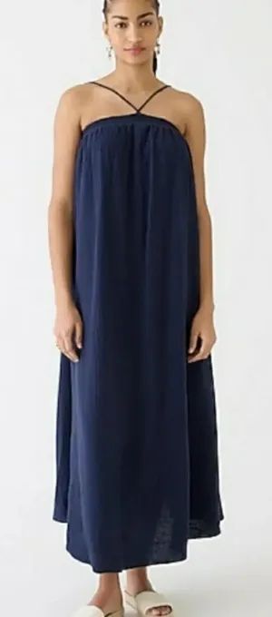 J. Crew Women Cotton Gauze Maxi Dress XL‎ Blue Resort Vacation Boho Beach Resort thumbnail 1