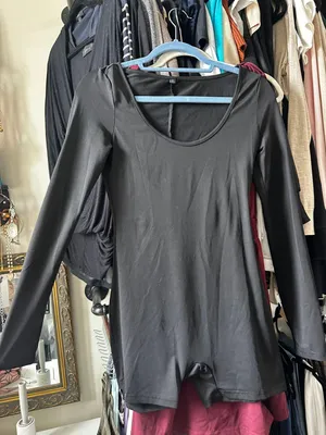 Black Long Sleeve Short Romper thumbnail 2