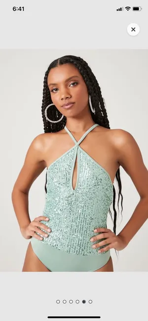 Forever 21 Sequin crisscross Bodysuit thumbnail 2
