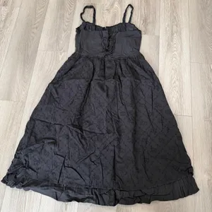 Commense Milk Maid Ruffle Hem Cami Corset Midi Coastal Cottage Dress Black L thumbnail 3