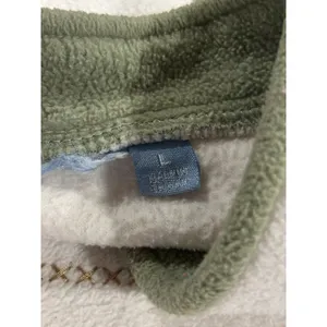 Vintage Fleece Grandma Pullover Sweater Nature Pinecones White Green Size Large thumbnail 5