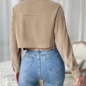 SHEIN Beige Corduroy Utility Jacket thumbnail 2