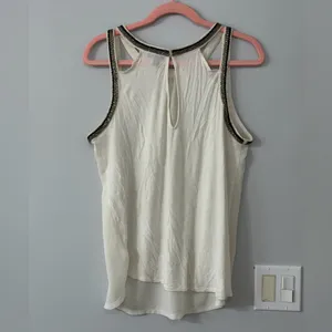 Express Beaded Tank Top Cream Sleeveless Blouse Size XL (A6) thumbnail 6