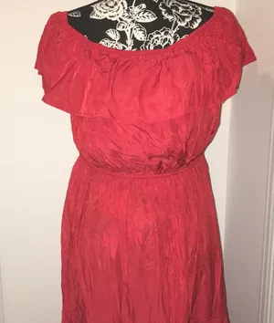 New Off Shoulder Tiered Maxi Dress Stretchy Size Large thumbnail 1