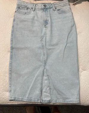 Lucky Brand Light Blue Denim Midi Skirt with Front Slit thumbnail 1
