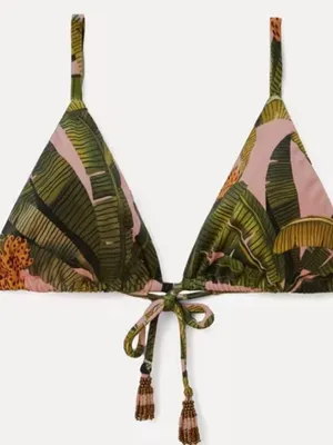 Farm Rio Banana Leaves Pink Triangle Bikini Top NWT Size S Tropical Swim thumbnail 12