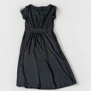 Quince Womens Black Tencel Jersey Ruched Waist Dress sz M NWT Short Sleeve Midi thumbnail 6