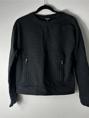 Lauren Ralph Lauren Crewneck Sweatshirt Zip Pockets Grey XS thumbnail 1