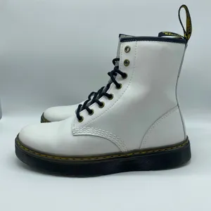 Dr. Martens White Zavala Combat Boots Moto Grunge Leather Lace-Up Women's size 9 thumbnail 3