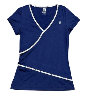 Eleven by Venus Williams Navy Blue Wrap Front Tennis‎ Top Short Sleeve Small thumbnail 1