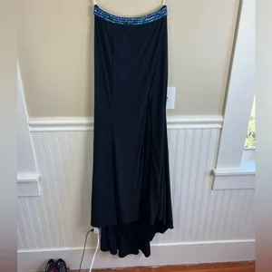 Tiffany Designs Black Formal Maxi Skirt Beaded Waist High Slit Train Size 4 thumbnail 10