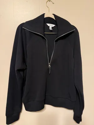 SPANX Black Half-Zip Funnel Collar Jacket Medium size thumbnail 1