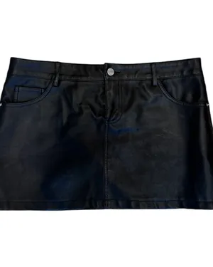 Edikted Low Rise Faux Leather Micro Mini Skirt 10 M Black thumbnail 3