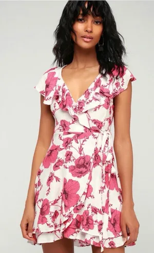 Free People Floral Mini Wrap Dress thumbnail 1