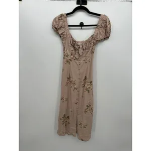Altar'd State Pink Floral Linen Blend Milkmaid Midi Dress Sz XS Cottagecore Boho thumbnail 2