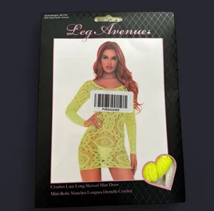 Leg Avenue Neon Yellow Lace Swim Cover-Up Or Lingerie thumbnail 2