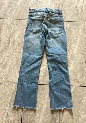 Zara Light Wash Straight Leg Jeans Raw Hem 2 thumbnail 3