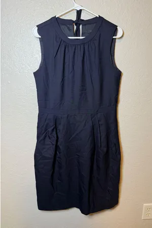 J. Crew Womens Navy Blue Sleeveless Dress Tie Back Career Casual thumbnail 1