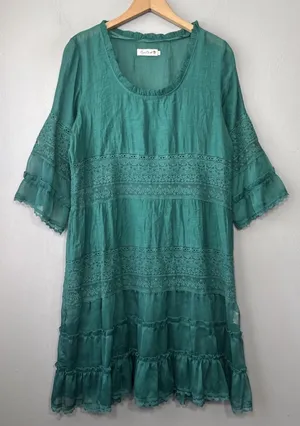 Rose Bud Alana Dress Size Medium Green Whimsigoth Fairy Embroidered Lace Sheer thumbnail 1