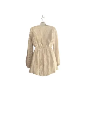 Mable Cream and White Long Sleeve Cut Out Romper thumbnail 4