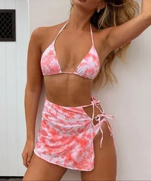 Coral pink tie dye three pieces set thumbnail 1