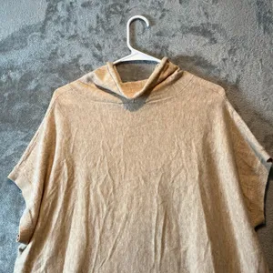 Loft Cowl Neck Poncho Cotton Blend Short Sleeve Sweater‎ Women’s Size Medium New thumbnail 2