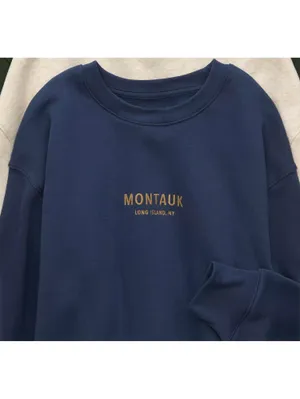 AE Everyday Luxe Graphic Crew Neck Sweatshirt American Eagle NWT Navy Small thumbnail 2