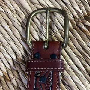 Leather brown western unisex belt. Size 34 thumbnail 3