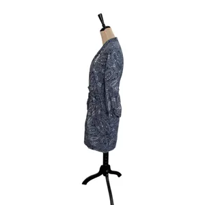 Ralph Lauren Blue Paisley Cotton Terry Lined Robe XS/S Monogrammed Loungewear thumbnail 5
