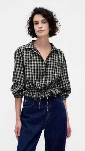 GAP Women’s Black Flannel Elasticated Waist Top Size Medium - C71-013 thumbnail 1