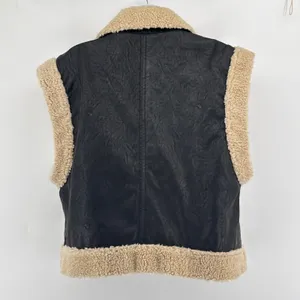 Free‎ People We The Free Clover Teddy Vegan Leather Shearling Vest Black Cream L thumbnail 7