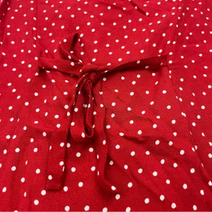 Reformation Leith Mini Dress 0‎ Sleeveless Polka Dot Red White Collar Button NEW thumbnail 10