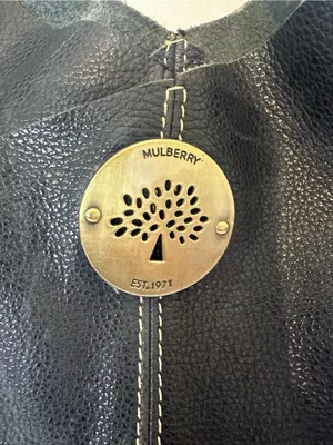 Mulberry Black Leather Hobo Bag with Brass Button thumbnail 2