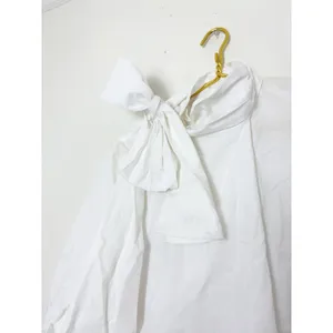 Zara White Poplin Tie Neck Oversized Blouse Size Small 8775/545 Chic Preppy thumbnail 8