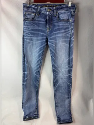American Eagle 31 Women’s High-Rise Faded Blue Skinny Jeans thumbnail 9