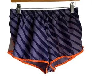 Nike Dri-FIT Tempo Running Shorts Purple Zebra Print Orange Trim Women's M thumbnail 1