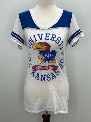 Soffe Women’s Kansas University Jayhawks Burnout V-Neck T-Shirt Medium thumbnail 1