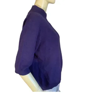 Grace Purple Cashmere Knit Mock Neck Short Sleeve Pull Over Sweater (Xl) thumbnail 5