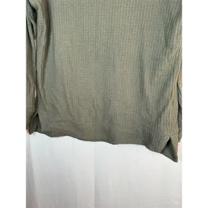 Green Tea Top Womens Small Olive Green Waffle Knit Thermal Long Sleeve thumbnail 5