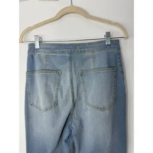Free People Just Float On High Rise Flare Jeans W27 Light Wash Raw Hem Boho thumbnail 9