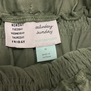 Anthropologie Saturday Sunday Olive Satin Wide Leg Pull On Pants thumbnail 10