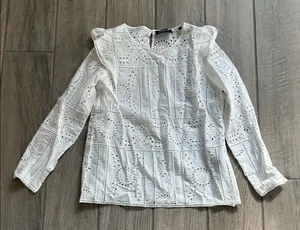 The Kooples White Eyelet Lace Blouse thumbnail 1