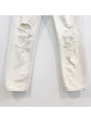 Frame Jeans Size 25 Off White Distressed High‎ Rise Button Fly Rigid Alternative thumbnail 5