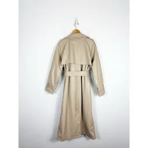 ASOS DESIGN Tan Faux Leather Trench Coat Size 12 Long Preppy Chic Minimalist thumbnail 14